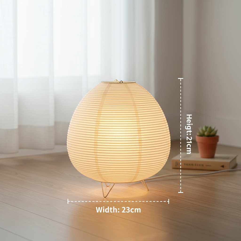 LUMMERO Japanese Paper Lamp – Minimalist Japandi Bedside Light